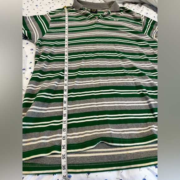 VTG Y2K Drunknkunkey Polo shirt 2XL Green White Grey Stripes. Extra Long. - Picture 4 of 12